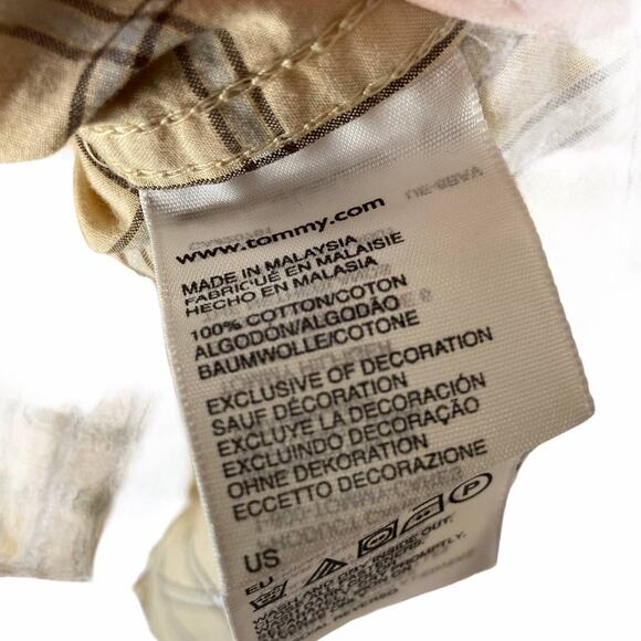 Tommy Hilfiger Shirt Mens Large Yellow Check Windowpane Grid Button Down Cotton - Picture 4 of 6